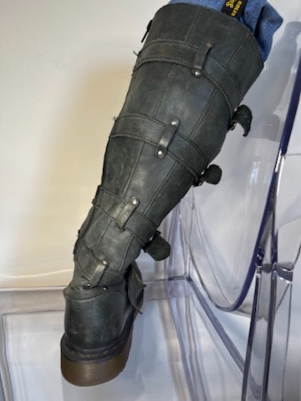 RARE Dr. Martens "Phina" 5 buckle-strap knee-high leather boots - Picture 11 of 15